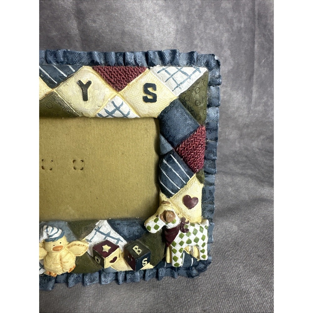 Daisy Kingdom Blue Jean Teddy Bear Nursery‎ Picture Frame Toys Quilted 2.5 x 4.5 - Picture 2 of 7